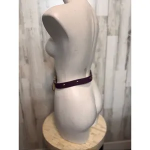 Burgundy Studded Belt Gold Hardware One Size Adjustable thumbnail 2