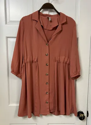 ASOS Rust Button-Front Tunic Dress thumbnail 1