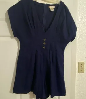 Altard State navy linen romper thumbnail 1