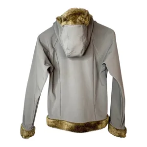 Marmot Softshell Jacket Women Medium Gray Faux Fur Trim Hooded Full‎ Zip Outdoor thumbnail 3