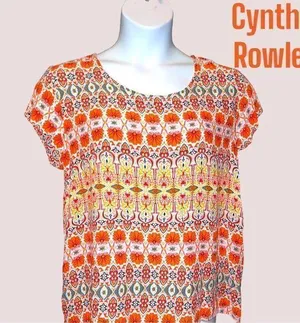 Cynthia Rowley orange and blue print top! thumbnail 1
