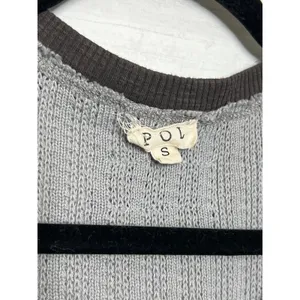 POL Patchwork Thermal Top Small Oversized Cropped Raw Hem Colorblock Boho thumbnail 7