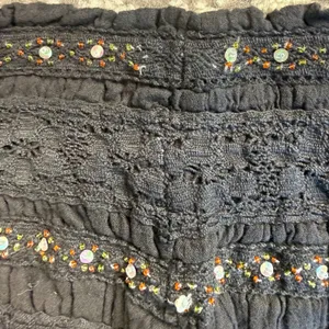 Hard Tail Western USA Mini Skirt Womens XS Black Gauze Beaded Smocked Boho thumbnail 7