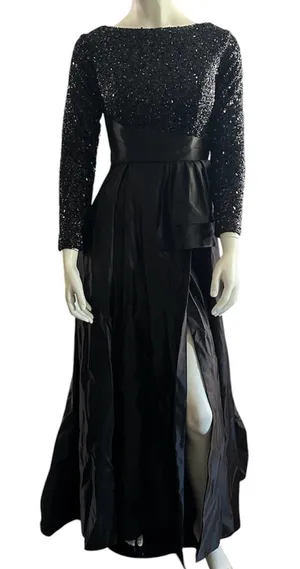 Elegant Taffeta and Sequined Ball Gown Black 8 NWOT thumbnail 1