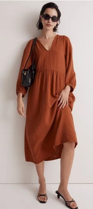 MADEWELL‎ Lightspun V Neck Midi Dress thumbnail 1