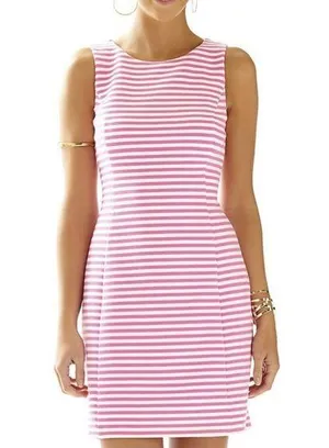 Whiting Hotty Pink Ottoman Stripe Cut Out Jersey Shift Dress XS thumbnail 1