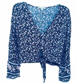American Eagle Boho Floral Bell Sleeve Blouse Size Medium thumbnail 1