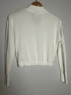 Gymshark Ivory Cream Cropped Quarter Zip Sweatshirt Pullover Athleisure Travel thumbnail 8