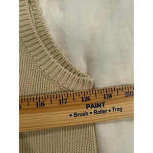 Omphalos Cable Knit Sweater Vest Beige 100% Cotton Women's Size Medium Y2k thumbnail 7