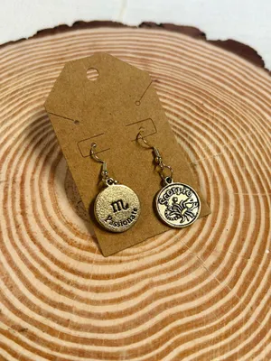 Gold Tone Scorpio Zodiac Charm Dangle Earrings Astrology Horoscope Jewelry NWT thumbnail 3