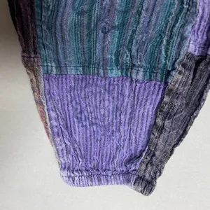 Patchwork Jogger Pants Travel Hippie Purple Red Blue Elastic Waist Cotton Nepal thumbnail 14