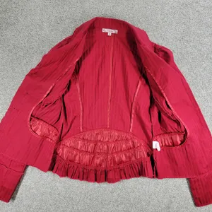 VTG 6 Degrees Y2K Cropped Jacket Juniors M Red Layered Ruffle Back Fitted Button thumbnail 7