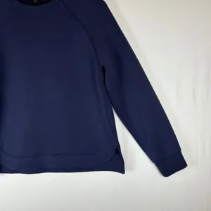 Quince Navy Blue Raglan Crewneck Sweatshirt Curved Tulip Hem Women‎ Small thumbnail 6