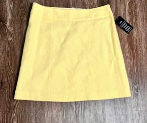 H & M Yellow Tweed Lined Mini Skirt 12 Bright Preppy thumbnail 1