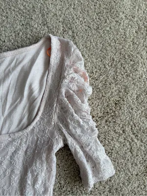 Free People y2k White Lace Mini Dress Square Neck 3/4 Sleeve Boho Romantic Sz xs thumbnail 4