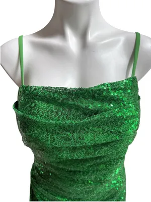 ABCDress Sequin Spaghetti Strap Mini Dress Green Size 8 NWT thumbnail 2