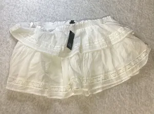 Wild‎ Fable White Tiered Lace Trim Mini Skirt XL NWT Elastic Waist Ruffle Boho.. thumbnail 1
