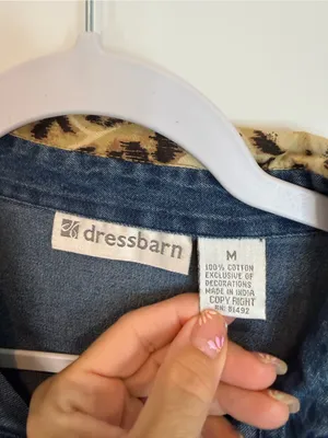 Dressbarn VTG Denim Blouse Top Giraffe Appliques Shirt Beaded Embroidered Med thumbnail 4