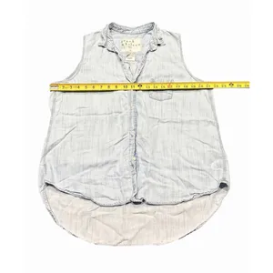 Frank & Eileen Fiona Sleeveless Button Up Shirt Women's L Chambray thumbnail 6