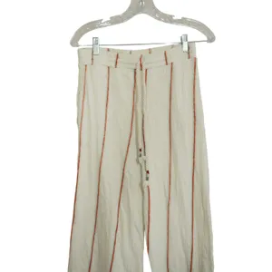 Dolan Left Coast Anthropologie Medium Striped Wide Leg Cotton Pants Cream Beachy thumbnail 2