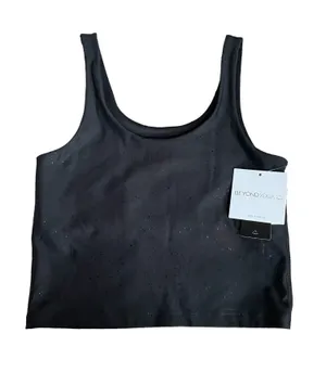 BEYOND YOGA Keep it Simple Alloy Speckled Cropped Tank Black Medium Athleisure thumbnail 1