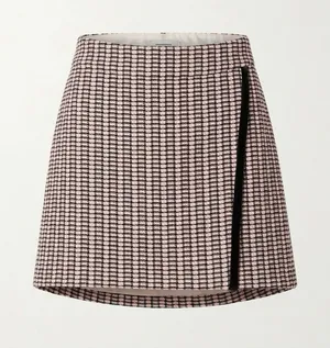 J. Crew Pink and Black Tweed Mini Skirt with Black Side Trim thumbnail 1