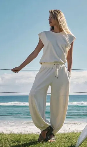 FP Movement Throw and Go Sweatsuit Onesie in Heather Oatmeal Cream XS Oversized thumbnail 1