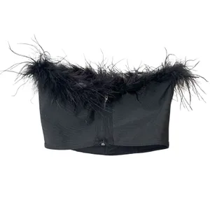 SUPERDOWN Ramona Feathered‎ Bustier Top Black XS thumbnail 4