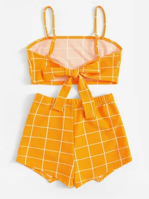 yellowish orange and white two piece set Size L thumbnail 2