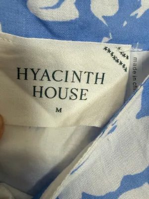 Hyacinth House Tuckernuck Blue and White Floral Lupine Midi Tie Shoulder Dress M thumbnail 6