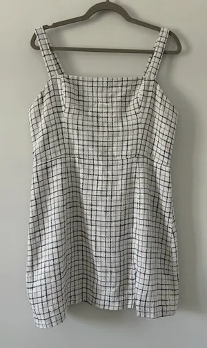 Abercrombie & Fitch Black White Tweed Square Neckline Sleeveless Mini Dress L thumbnail 1