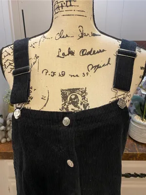 NWT Celebrity Pink Junior’s Cotton Button-Front Black Corduroy Pinafore Dress thumbnail 4