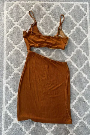 Brown Color Block Cut Out O Ring Mini Dress thumbnail 7