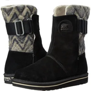 Sorel Campus boots in black suede and a gray chevron. NWOB. Size thumbnail 1