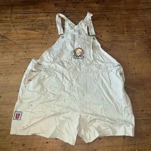 Looney Tunes Vintage tan embroidered Tweety 26/28W bib overalls thumbnail 1