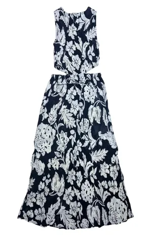 Mango MNG Willow Floral Maxi Dress Side Cut Out Size 4 Brown & Cream NWOT thumbnail 1