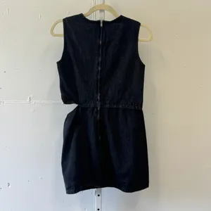 Zara Black Denim Side Cutout Mini Dress Sleeveless 3607/30/443 Size Medium thumbnail 3