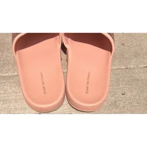 Stuart Weitzman Pink Glitter Slide Sandals Womens 9 Rose Gold Sparkle Flat Shoes thumbnail 6
