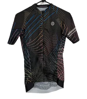 AGU Cycling Jersey Womens Large Black Multi Nocturnal Lines Performance Bike EUC thumbnail 1