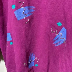 Vintage Sally Too Sweatshirt 80s Turtleneck All Over Print Pink Zumba Medium thumbnail 3