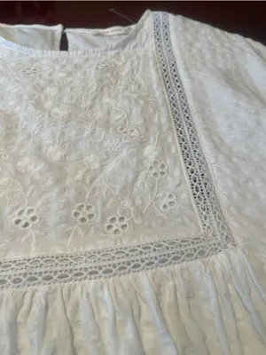 Altar’d State Cove White Embroidered Flutter Sleeve Mini Cotton Dress Boho Sz M thumbnail 13