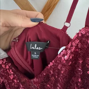 Lulu's Sparkling Burgundy Sequin Mini Dress thumbnail 2