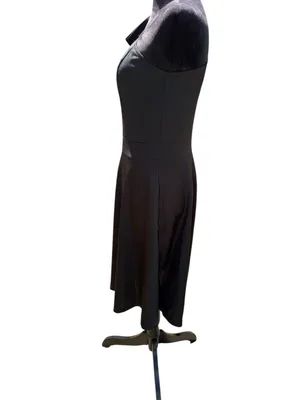 NWOT JASAMBAC Black One Shoulder Bow A-Line Cocktail Dress‎ with Pockets Size L thumbnail 8