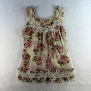 VTG Y2K Passport S Babydoll Top Floral Lace Ruffle Romantic Coquette Cottagecore thumbnail 3