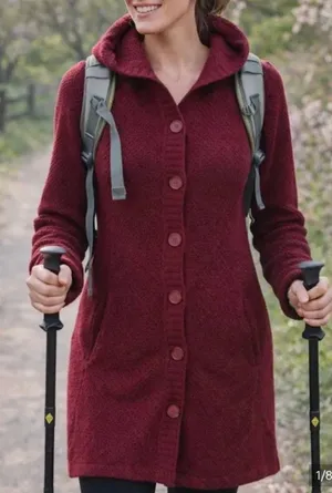 Patagonia 100% merino wool burgundy sweater jacket size small thumbnail 1
