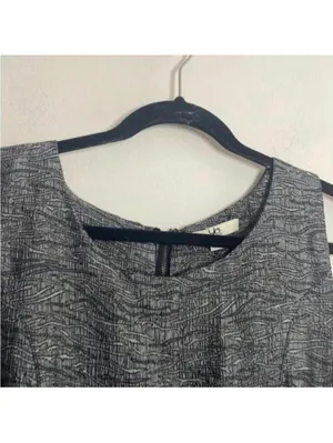 Ya Los Angeles Grey Patterned Metallic Thread Sleeveless Fit and Flare Dress thumbnail 2