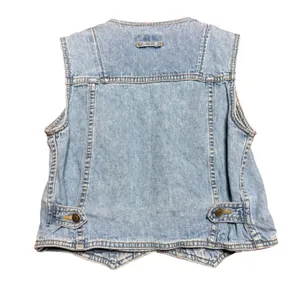 Vintage Rafaella Women Small Denim Utility Vest Sleeveless Button Up 4-Pocket 90 thumbnail 2