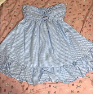 Strapless open back gingham dress Blue Size M thumbnail 1