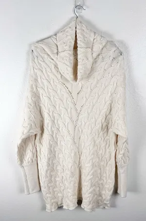FREE PEOPLE For The Love Of Cables Knit Sweater Cream Turtleneck Sweater Dress thumbnail 1