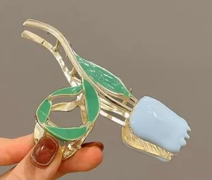 Gold Tone Blue Tulip Flower Claw Clip‎ Hair Accessory Women thumbnail 1